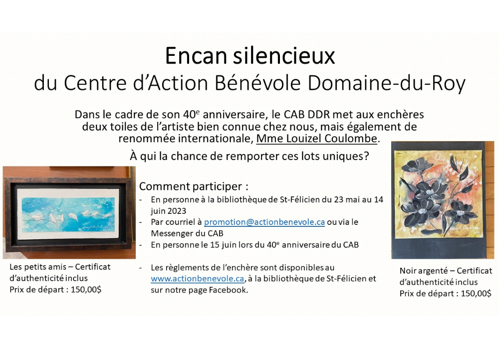 Encan dans le cadre du 40e du CAB!